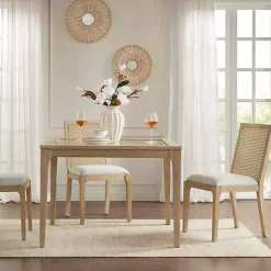 Best Kirklands Home Cane Back Upholstered Wood Dining Chairs, Set of 2 Tan