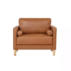 New Kirklands Home Caramel Faux Leather Chelsea Accent Chair Brown