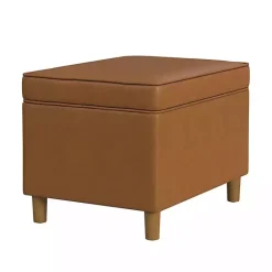 New Kirklands Home Caramel Faux Leather Storage Ottoman Brown