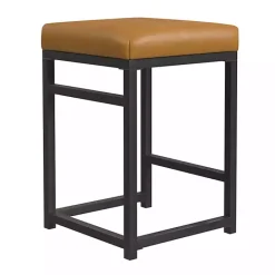 Sale Kirklands Home Caramel Faux Leather Upholstered Counter Stool Tan