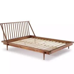 New Kirklands Home Caramel Mid-Century Modern Queen Bed Frame Brown