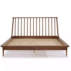 New Kirklands Home Caramel Mid-Century Modern Queen Bed Frame Brown