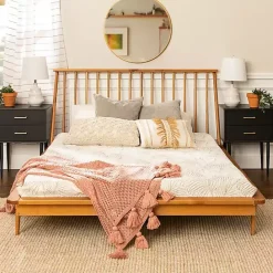 New Kirklands Home Caramel Mid-Century Modern Queen Bed Frame Brown