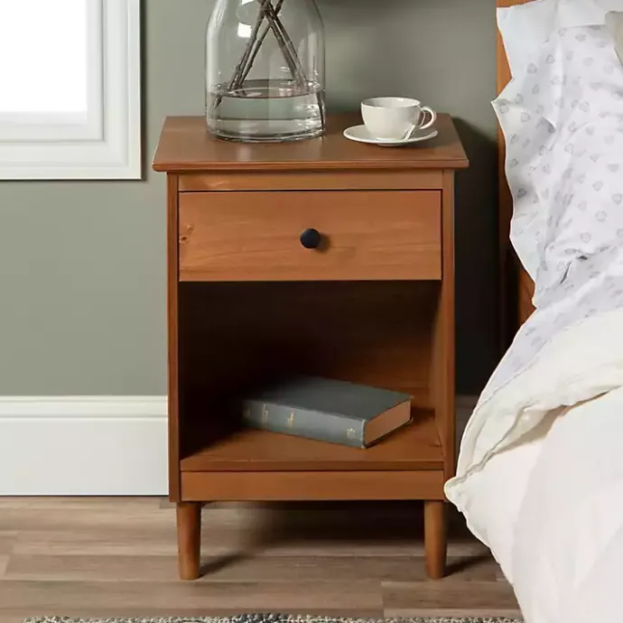Sale Kirklands Home Caramel One-Drawer Wood Nightstand Brown
