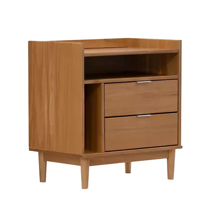 Outlet Kirklands Home Caramel Pine 2-Drawer Nightstand Brown