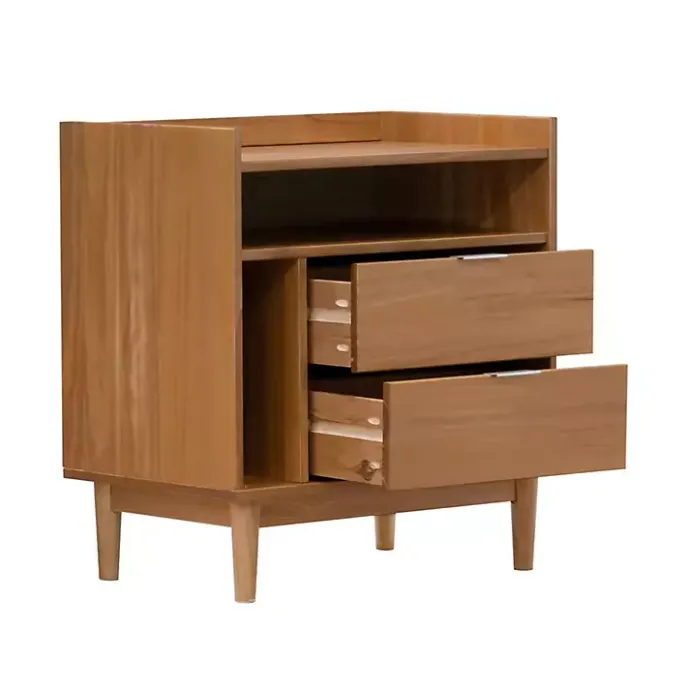 Outlet Kirklands Home Caramel Pine 2-Drawer Nightstand Brown