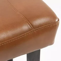 Best Kirklands Home Caramel Wood and Faux Leather Backless Stool Brown