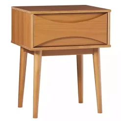 Discount Kirklands Home Caramel Wood Mid-Century Modern Nightsd Tan