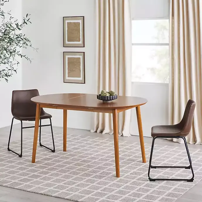 Online Kirklands Home Caramel Wood Oval Dining Table with Leaf Tan