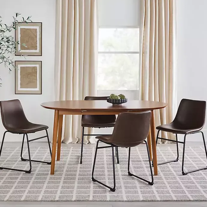 Online Kirklands Home Caramel Wood Oval Dining Table with Leaf Tan