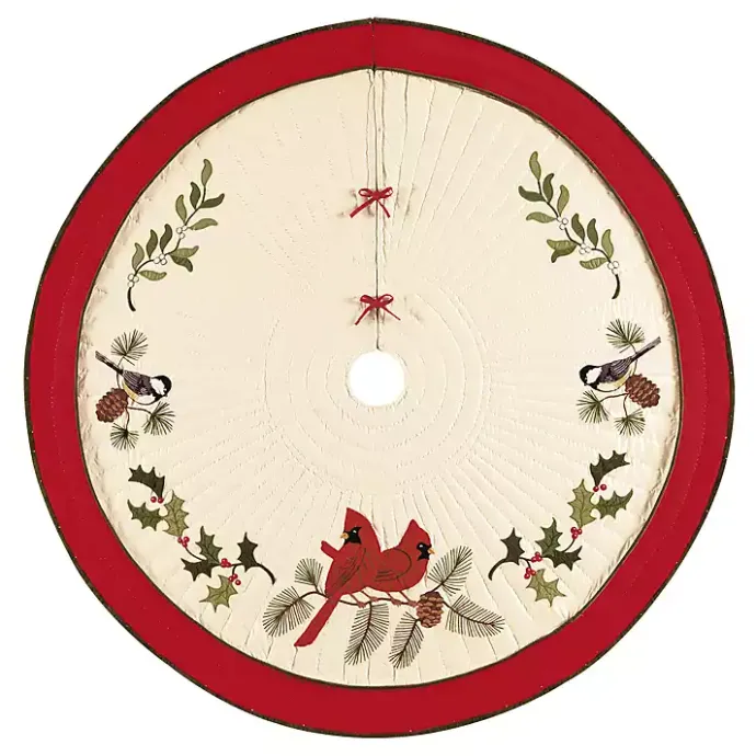 Online Kirklands Home Cardinals and Holly Christmas Tree Skirt