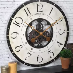Discount Kirklands Home Carlisle Gears Wooden Wall Clock White
