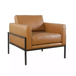 Outlet Kirklands Home Carmel Vegan Leather Club Accent Chair Brown