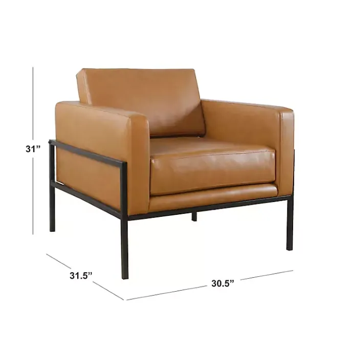 Outlet Kirklands Home Carmel Vegan Leather Club Accent Chair Brown