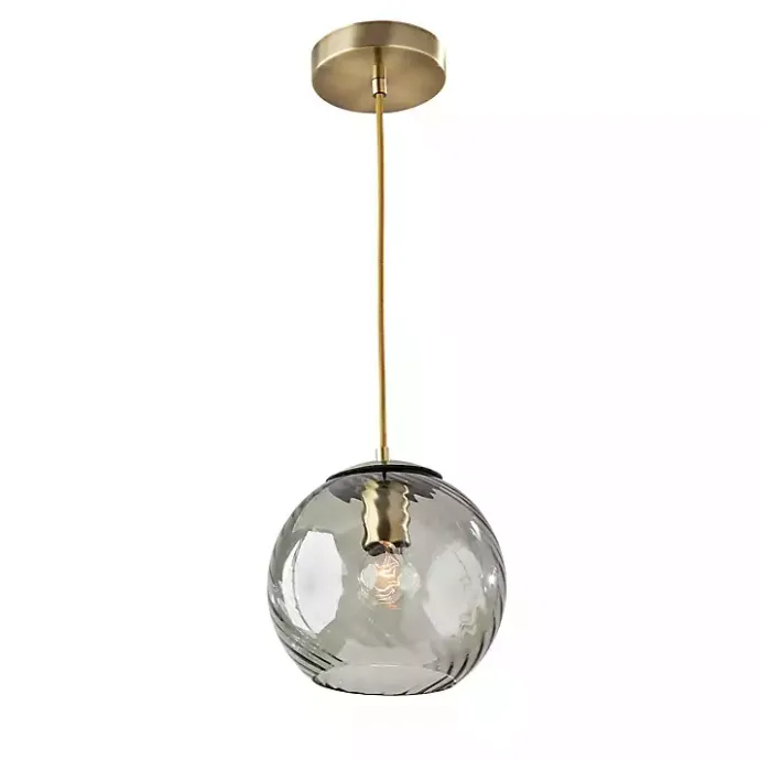 New Kirklands Home Carmen Smoked Swirled Glass Pendant Light Gray