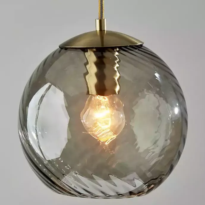 New Kirklands Home Carmen Smoked Swirled Glass Pendant Light Gray