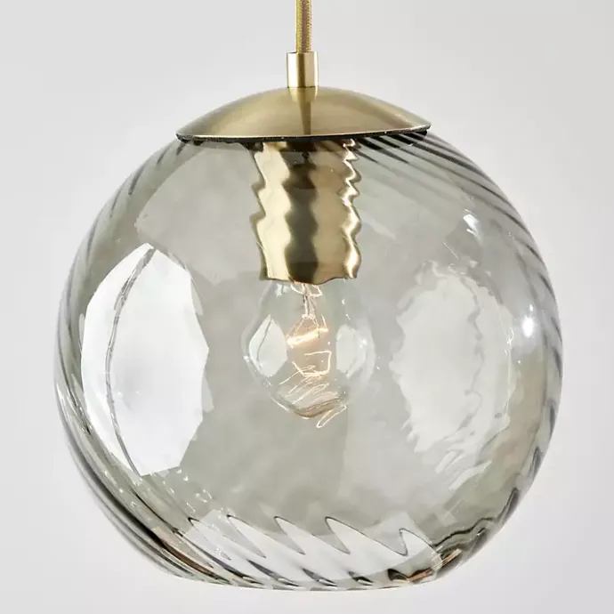 New Kirklands Home Carmen Smoked Swirled Glass Pendant Light Gray