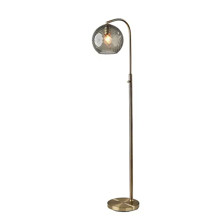 Best Kirklands Home Carmen Smoked Swirled Glass Floor Lamp Gray