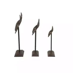 Outlet Kirklands Home Carved Iron Bullhead Statues, Set of 3 Gray