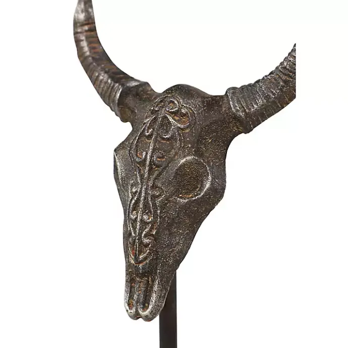 Outlet Kirklands Home Carved Iron Bullhead Statues, Set of 3 Gray