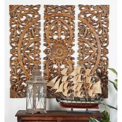 Online Kirklands Home Carved Mahogany 3-pc. Triptych Wall Panels Gold