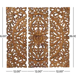 Online Kirklands Home Carved Mahogany 3-pc. Triptych Wall Panels Gold
