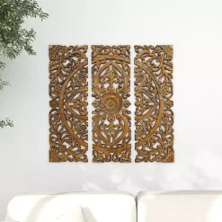 Online Kirklands Home Carved Mahogany 3-pc. Triptych Wall Panels Gold