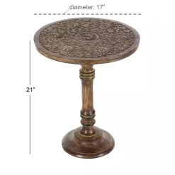 Outlet Kirklands Home Carved Mandala Mango Wood Accent Table Brown