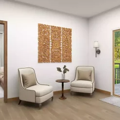 Outlet Kirklands Home Carved Mandala Mango Wood Accent Table Brown