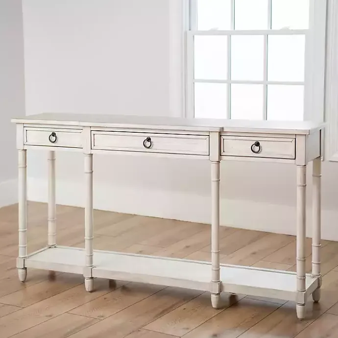 Best Kirklands Home Casey Cream 3-Drawer Console Table Ivory