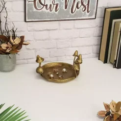 New Kirklands Home Cast Iron Catchall Mushroom Tray Gold