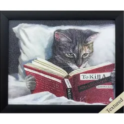 Clearance Kirklands Home Cat Reading Framed Art Print