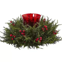 Online Kirklands Home Cedar and Berry Candle Ring Centerpiece