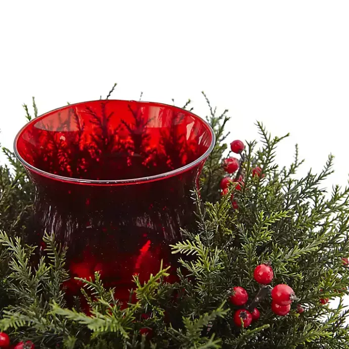 Online Kirklands Home Cedar and Berry Candle Ring Centerpiece