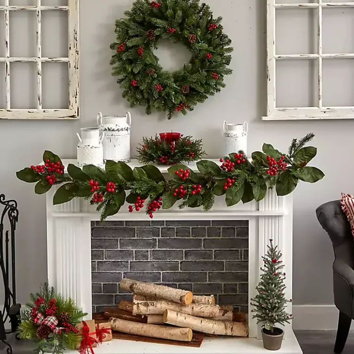 Online Kirklands Home Cedar and Berry Candle Ring Centerpiece