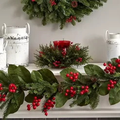 Online Kirklands Home Cedar and Berry Candle Ring Centerpiece