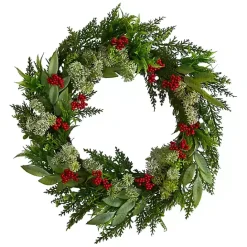 Kirklands Home Cedar and Eucalyptus Berry Wreath