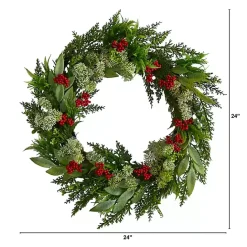 Kirklands Home Cedar and Eucalyptus Berry Wreath