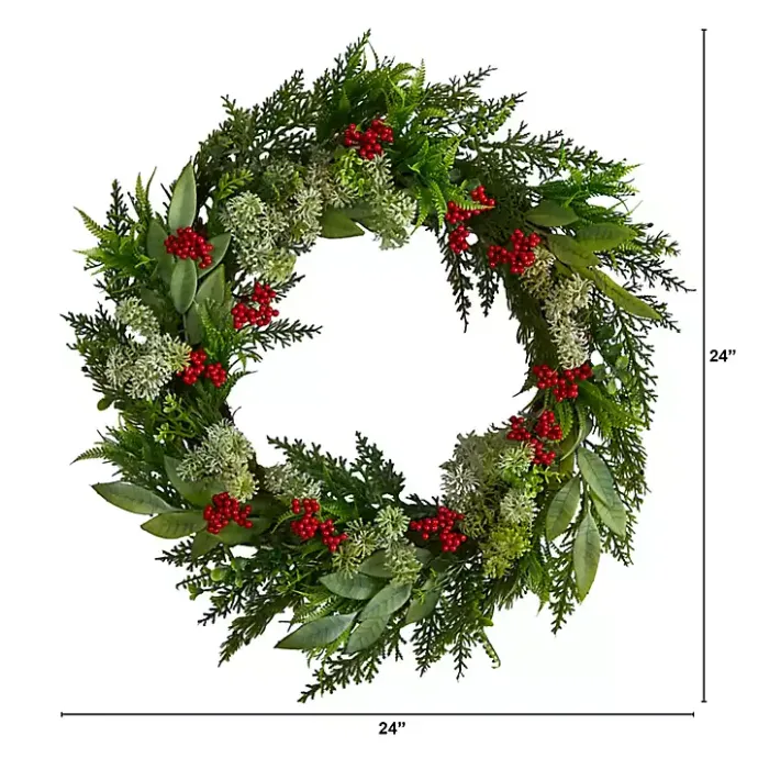 Kirklands Home Cedar and Eucalyptus Berry Wreath
