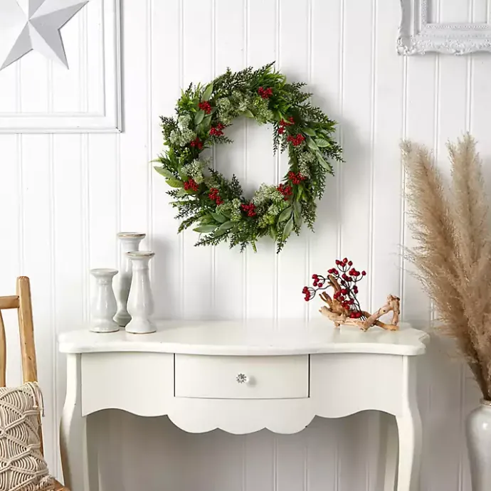 Kirklands Home Cedar and Eucalyptus Berry Wreath