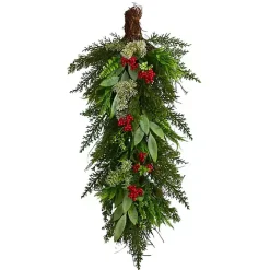 Kirklands Home Cedar and Eucalyptus Berry Teardrop Swag