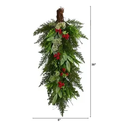 Kirklands Home Cedar and Eucalyptus Berry Teardrop Swag