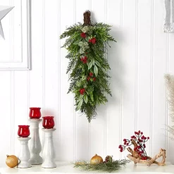 Kirklands Home Cedar and Eucalyptus Berry Teardrop Swag