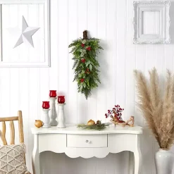 Kirklands Home Cedar and Eucalyptus Berry Teardrop Swag