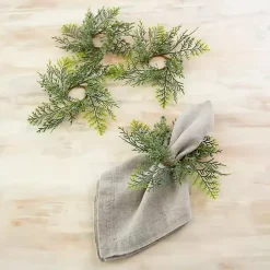 Discount Kirklands Home Cedar Top Napkin Rings, Set of 4 Green
