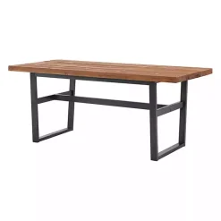 Sale Kirklands Home Cedar Wood and Black Metal Dining Table Brown