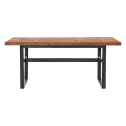 Sale Kirklands Home Cedar Wood and Black Metal Dining Table Brown