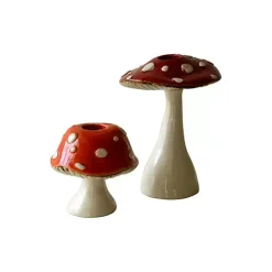 Best Kirklands Home Ceramic Mushroom Taper Candle Holders, Set of 2