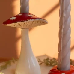 Best Kirklands Home Ceramic Mushroom Taper Candle Holders, Set of 2