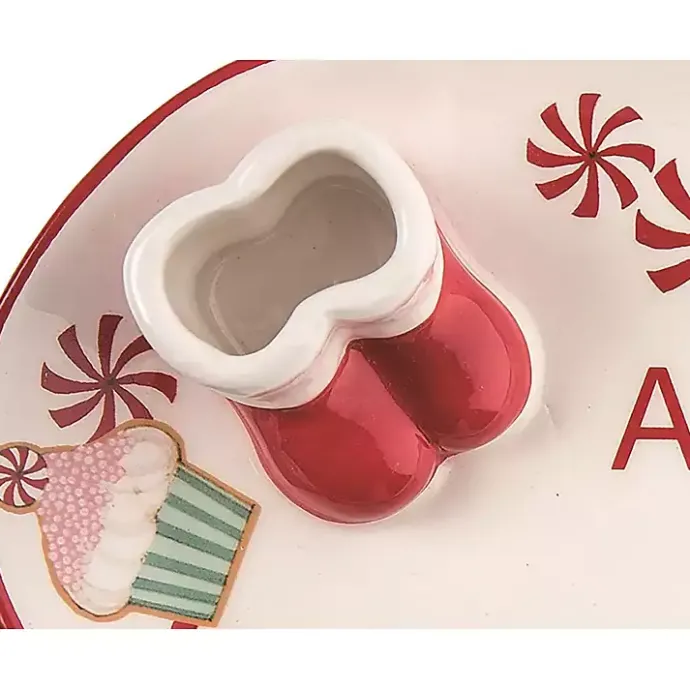 Sale Kirklands Home Ceramic Santa Boots Christmas Serving Tray